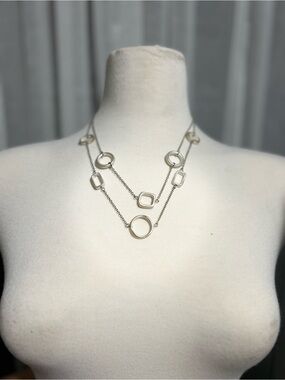 Vintage Silver Multi-Shape Layered Necklace - Women Jewelry